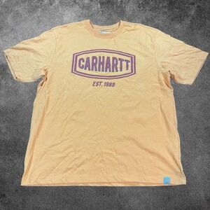 Carhartt Shirt Mens Large‎ Loose Fit Orange Short Sleeve Graphic Spellout